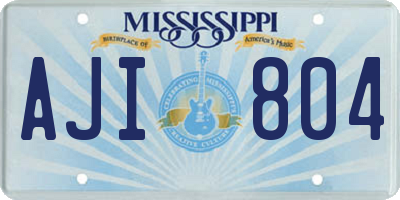 MS license plate AJI804