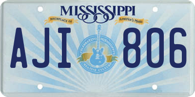 MS license plate AJI806