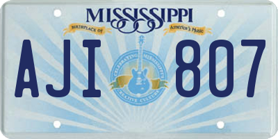 MS license plate AJI807