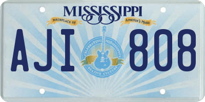 MS license plate AJI808