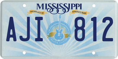MS license plate AJI812
