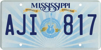 MS license plate AJI817