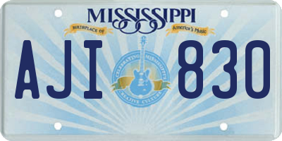 MS license plate AJI830