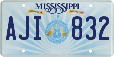 MS license plate AJI832