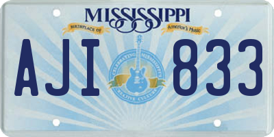 MS license plate AJI833