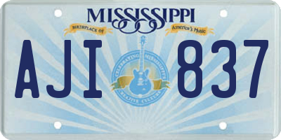 MS license plate AJI837