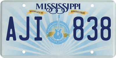 MS license plate AJI838