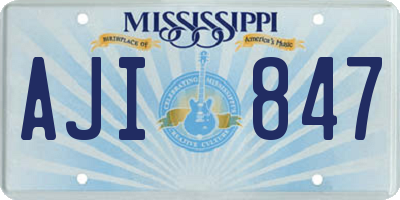 MS license plate AJI847