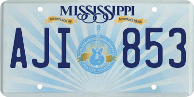 MS license plate AJI853