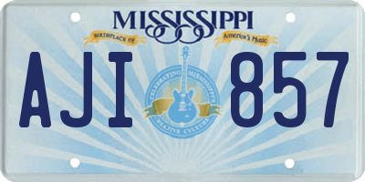 MS license plate AJI857