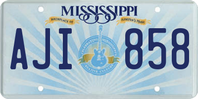 MS license plate AJI858