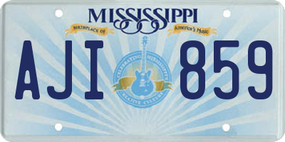 MS license plate AJI859
