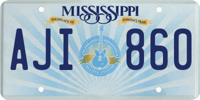 MS license plate AJI860