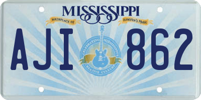 MS license plate AJI862