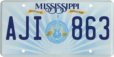 MS license plate AJI863