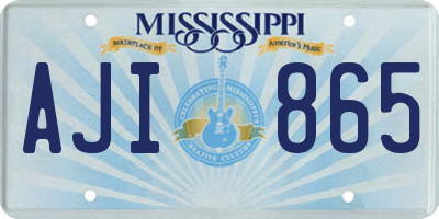 MS license plate AJI865