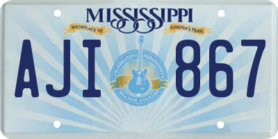 MS license plate AJI867