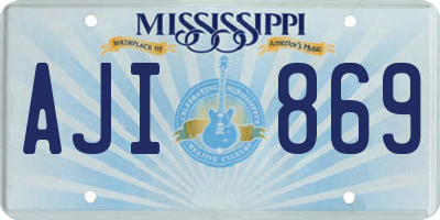 MS license plate AJI869