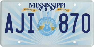 MS license plate AJI870