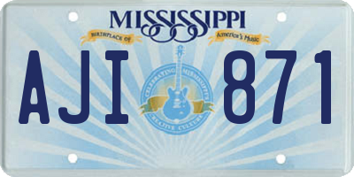 MS license plate AJI871