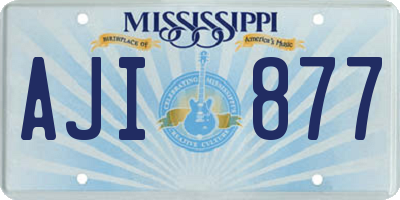MS license plate AJI877