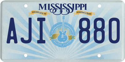 MS license plate AJI880