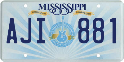 MS license plate AJI881