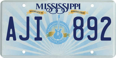 MS license plate AJI892