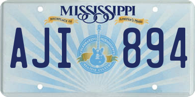 MS license plate AJI894