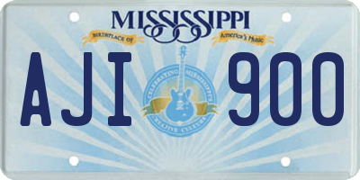 MS license plate AJI900