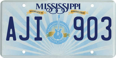 MS license plate AJI903