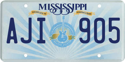 MS license plate AJI905