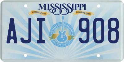 MS license plate AJI908