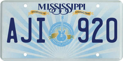 MS license plate AJI920