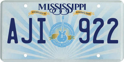 MS license plate AJI922