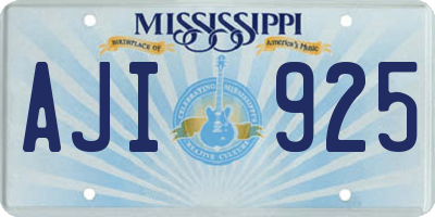 MS license plate AJI925