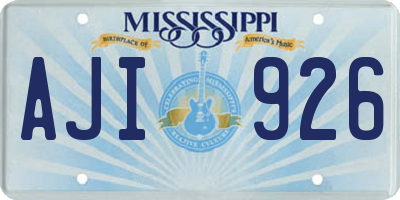 MS license plate AJI926