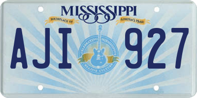 MS license plate AJI927