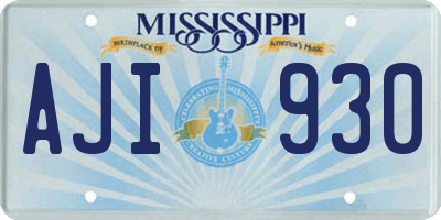 MS license plate AJI930