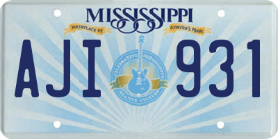 MS license plate AJI931