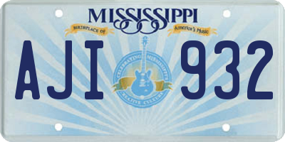 MS license plate AJI932