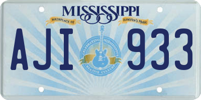 MS license plate AJI933