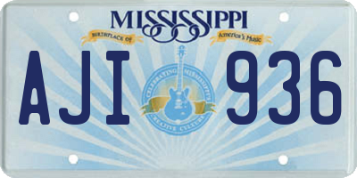MS license plate AJI936