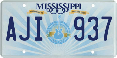 MS license plate AJI937