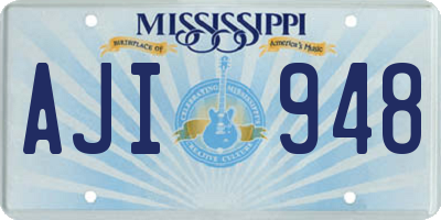 MS license plate AJI948