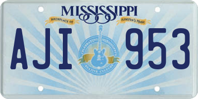 MS license plate AJI953