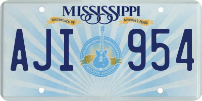 MS license plate AJI954
