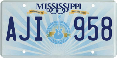 MS license plate AJI958