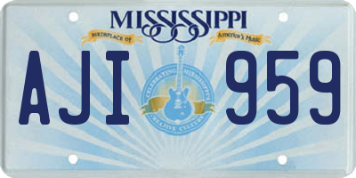 MS license plate AJI959