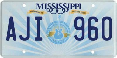MS license plate AJI960